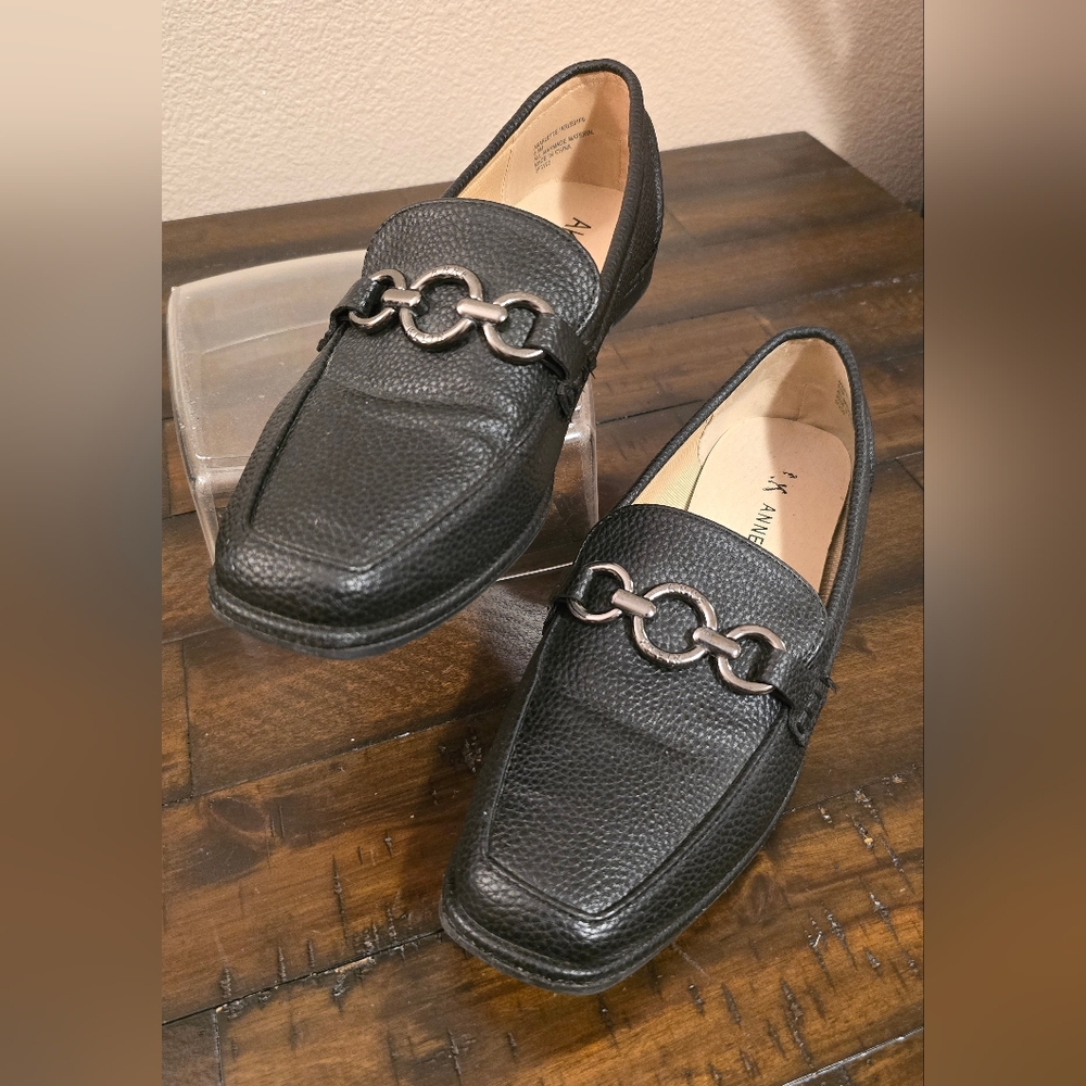 AK Anne Klein iflex Arlette Loafers Black Pebble Faux Leather Size 6.5